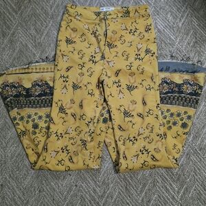 Free People Mustard Floral Pants